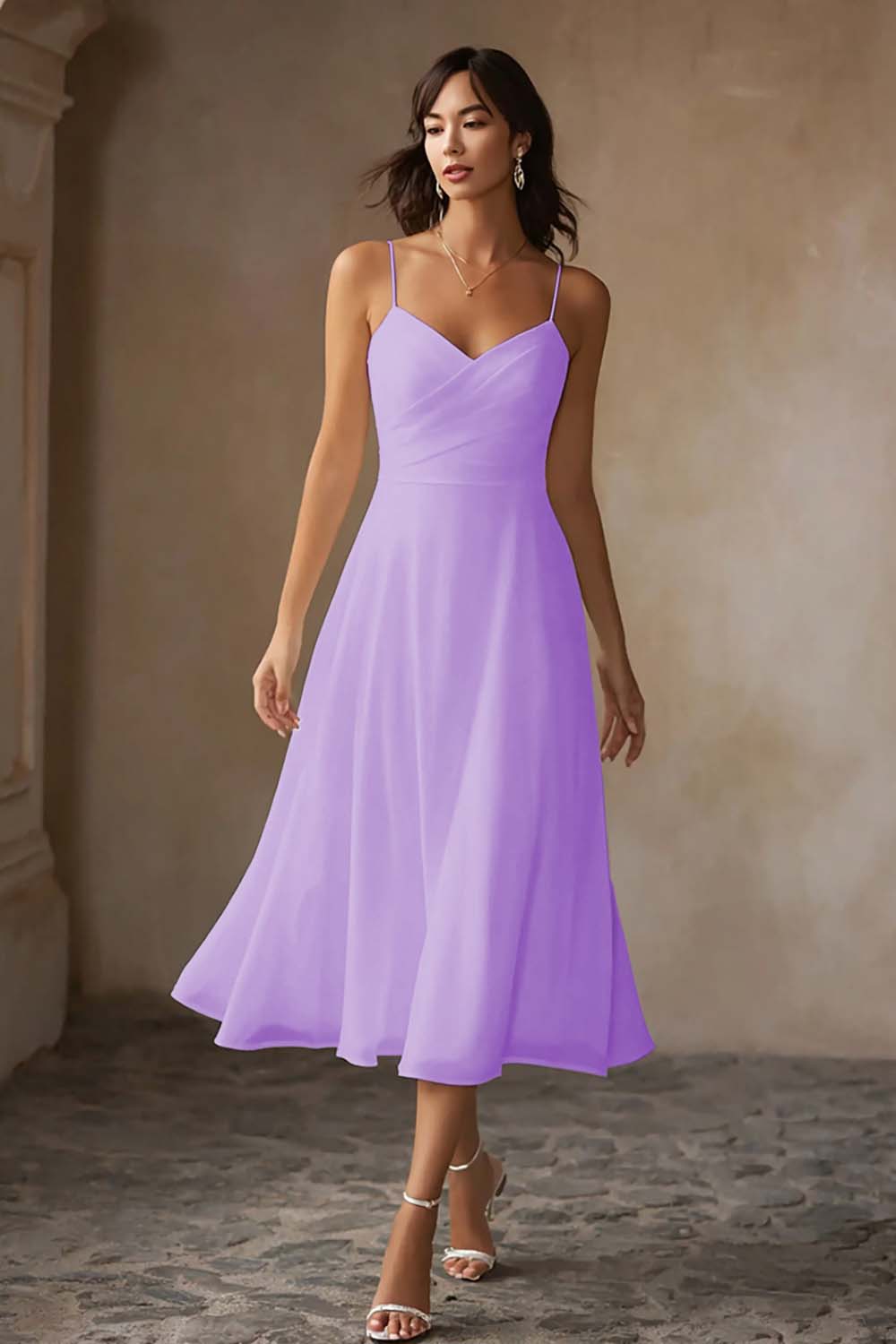 Alcina Chiffon Midi Dress - Lavender