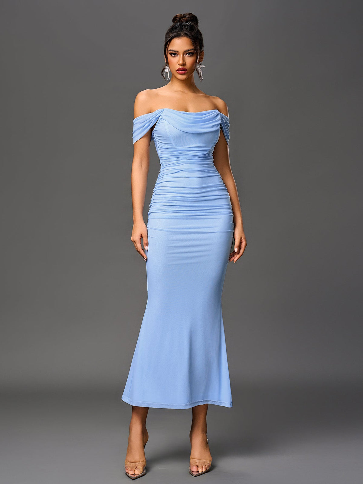 Alida Off Shoulder Maxi Dress - Baby Blue