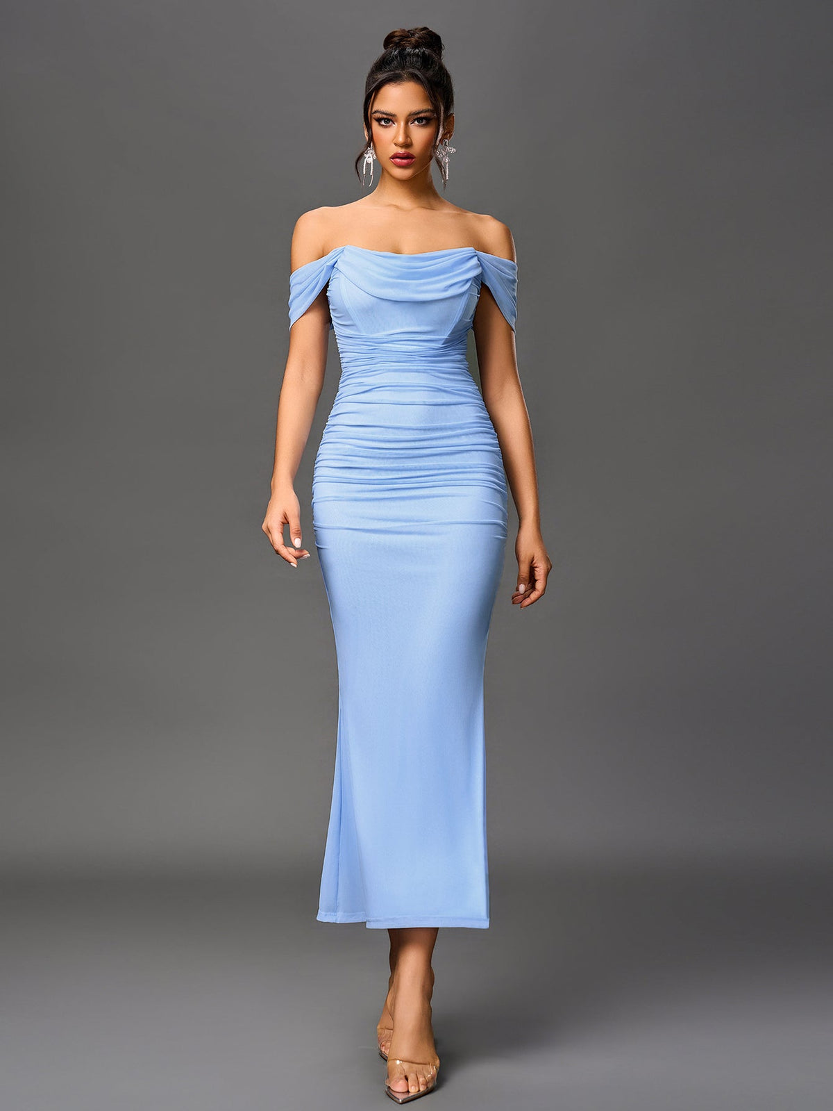 Alida Off Shoulder Maxi Dress - Baby Blue