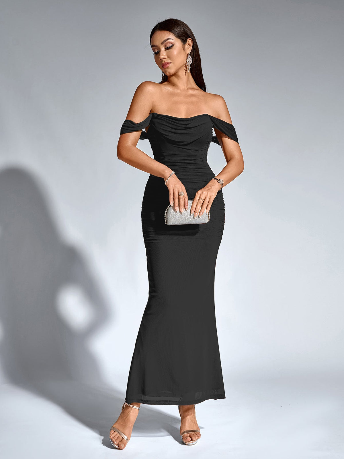 Alida Off Shoulder Maxi Dress - Black