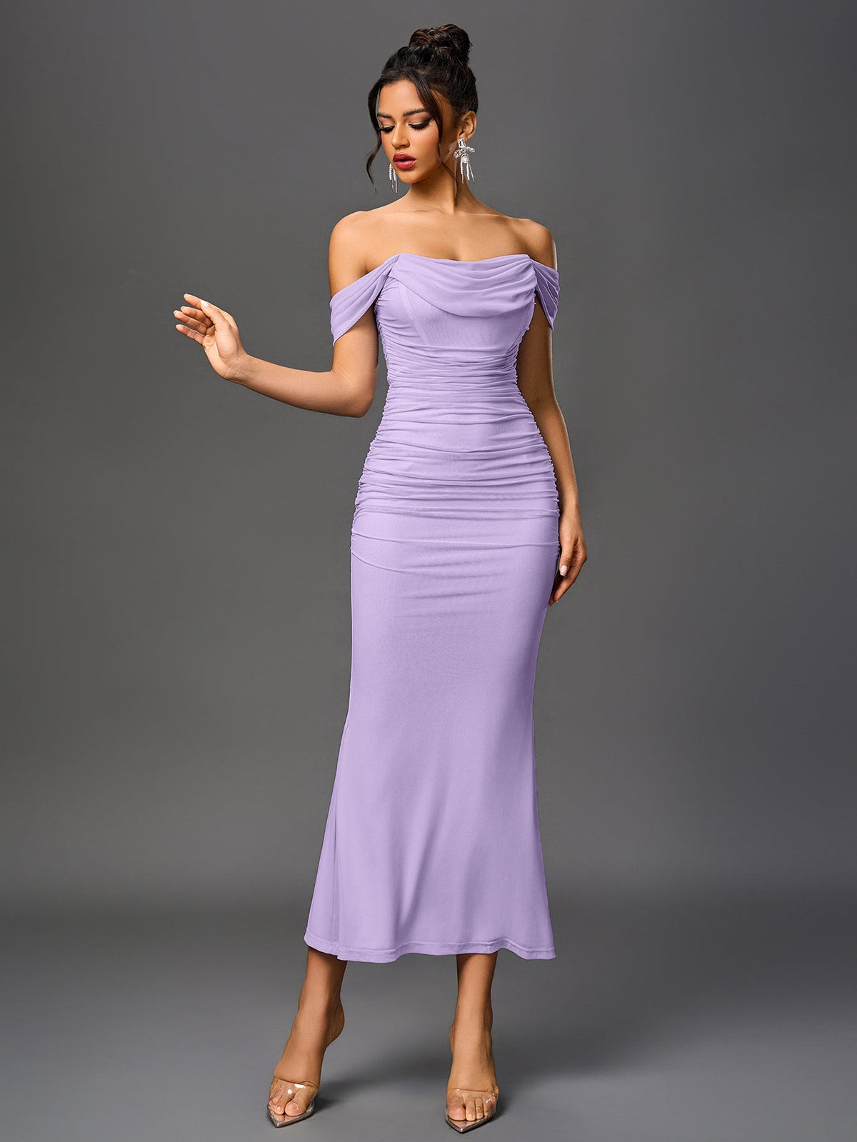 Alida Off Shoulder Maxi Dress - Lilac