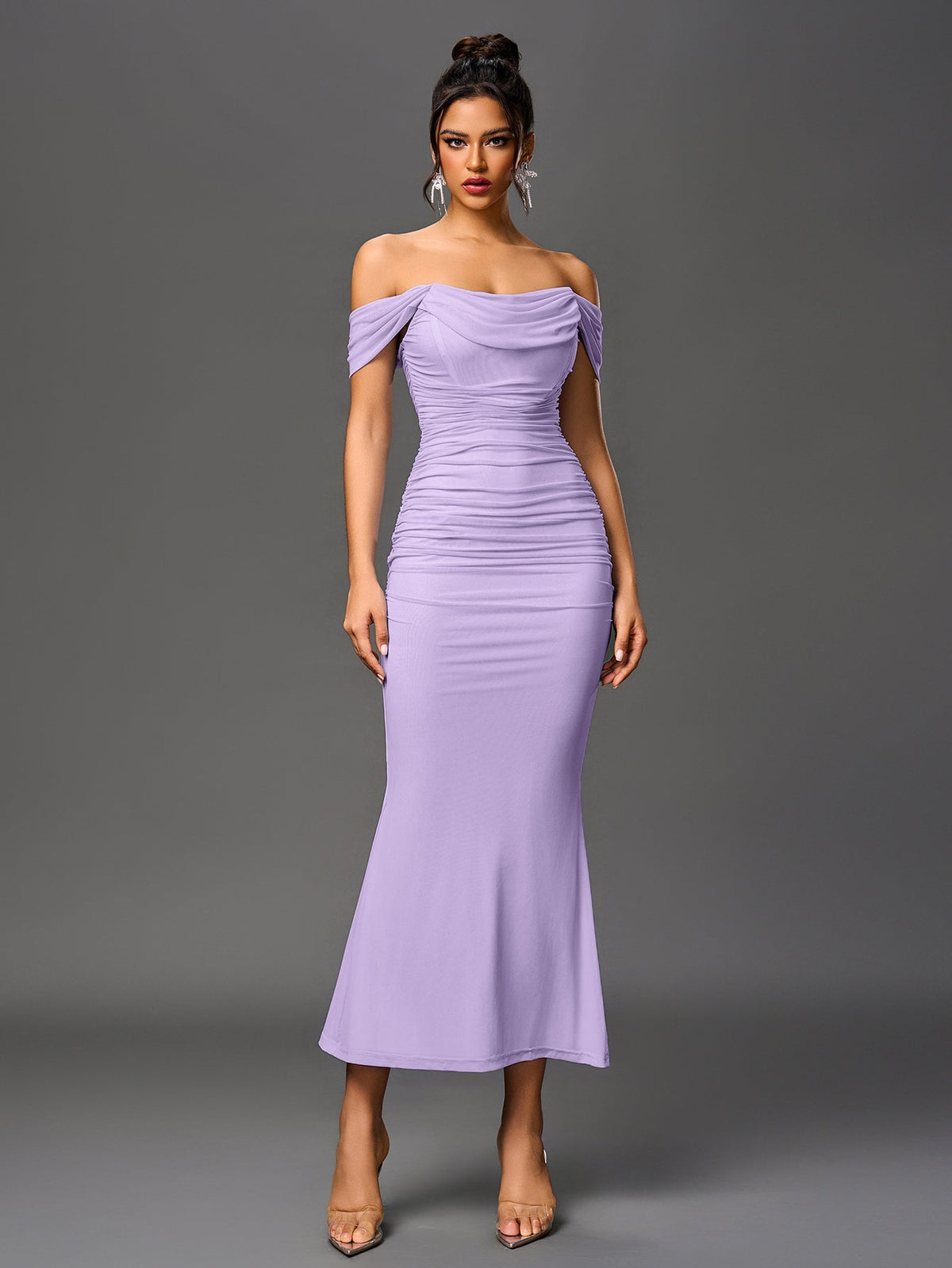 Alida Off Shoulder Maxi Dress - Lilac