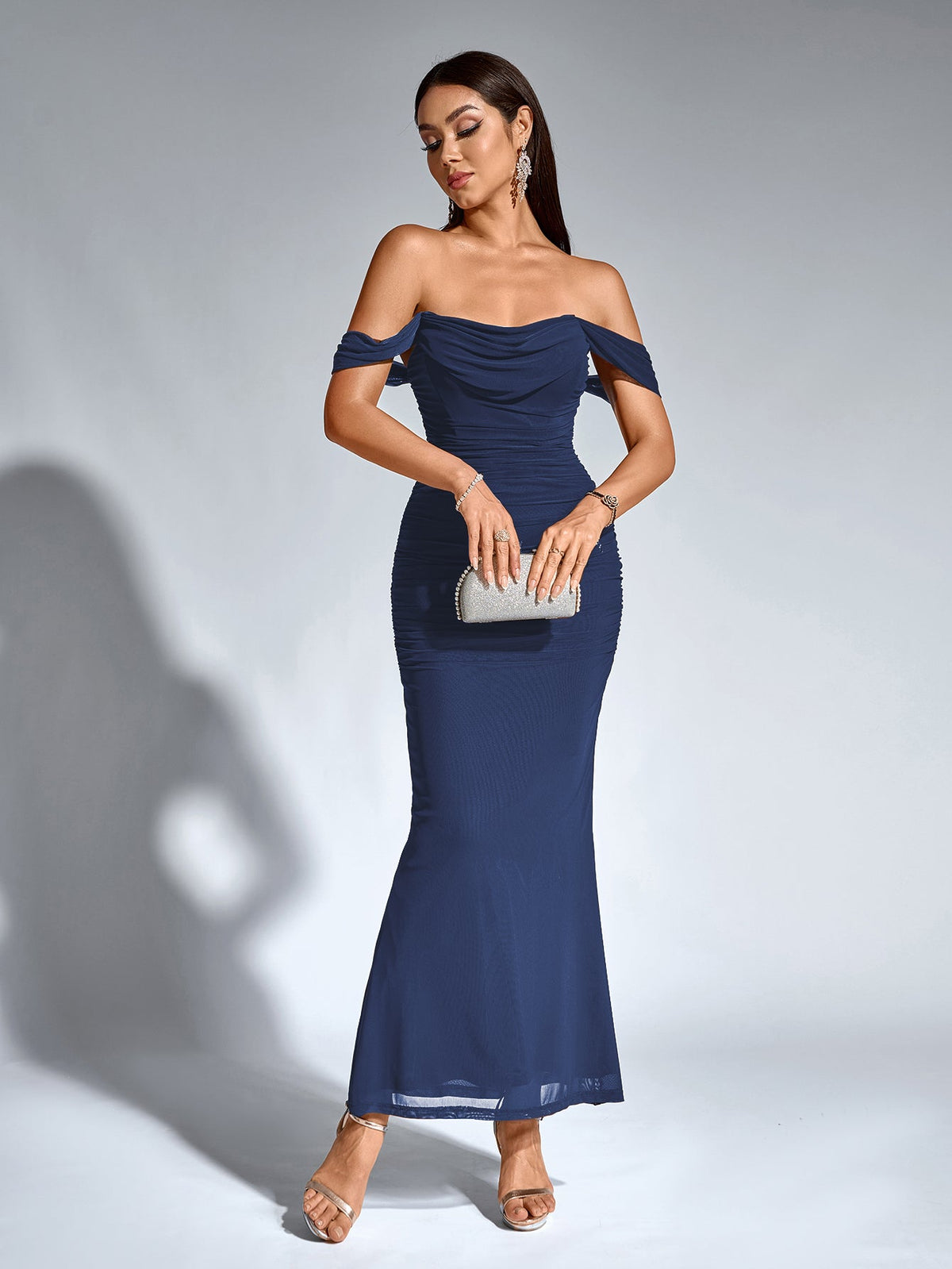 Alida Off Shoulder Maxi Dress - Navy