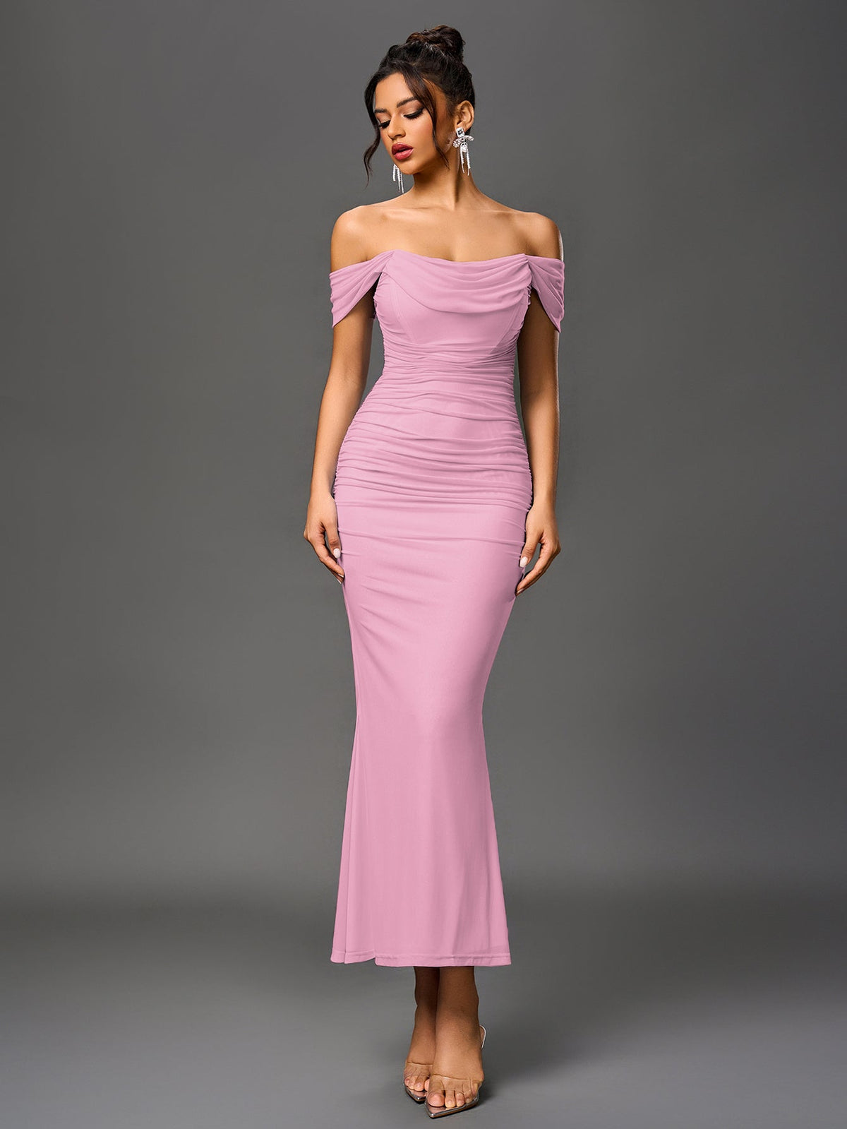 Alida Off Shoulder Maxi Dress - Pink
