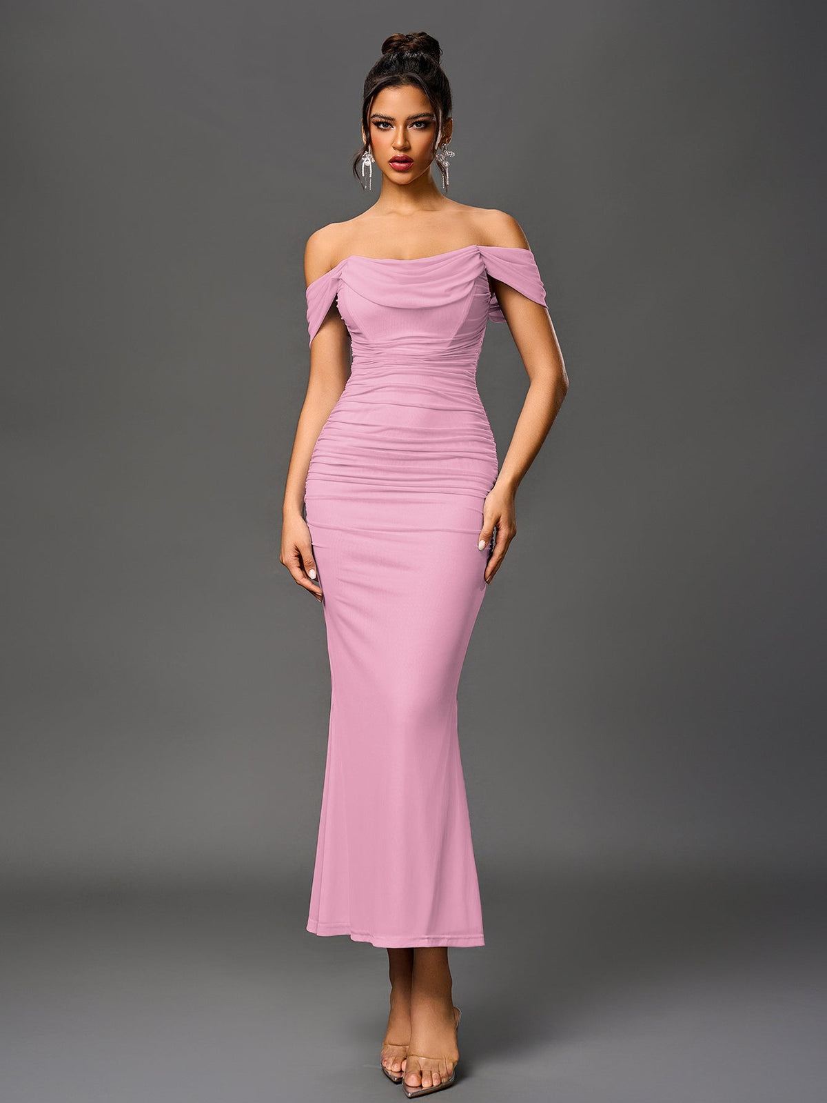 Alida Off Shoulder Maxi Dress - Pink