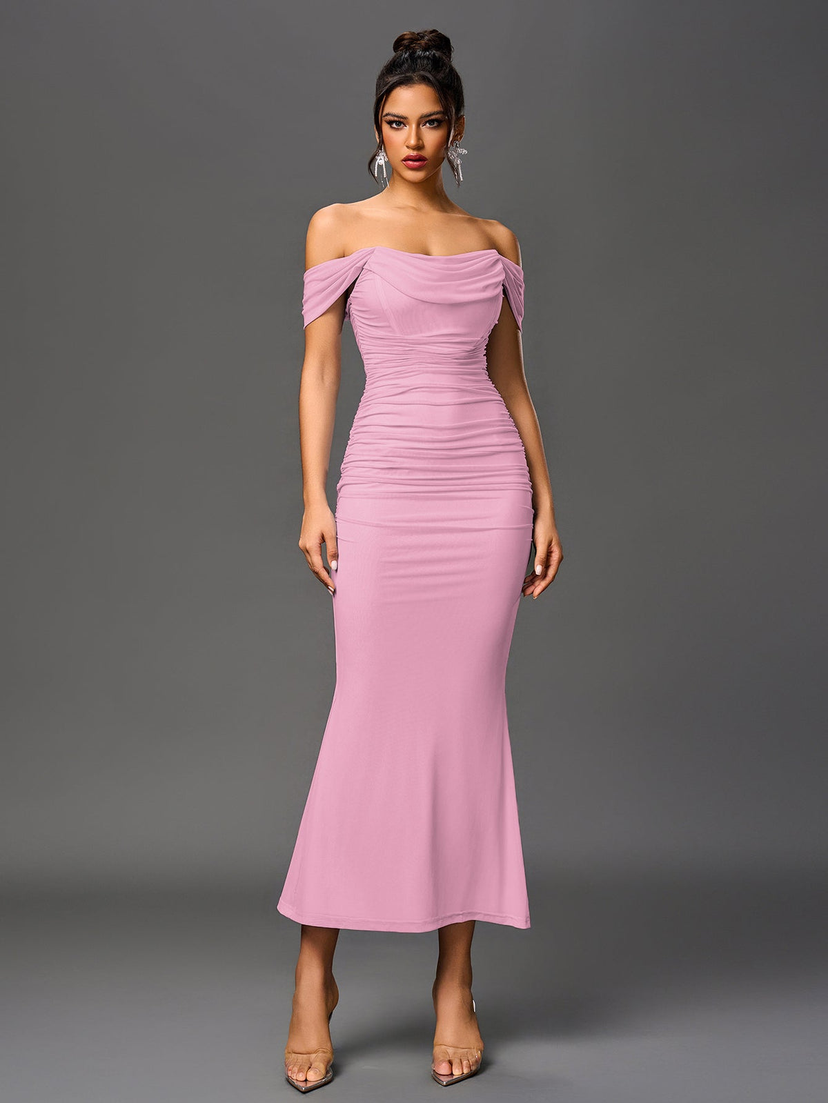 Alida Off Shoulder Maxi Dress - Pink