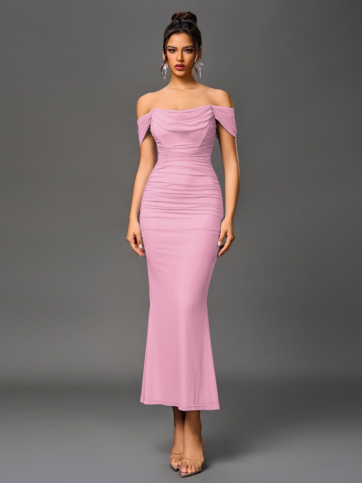 Alida Off Shoulder Maxi Dress - Pink