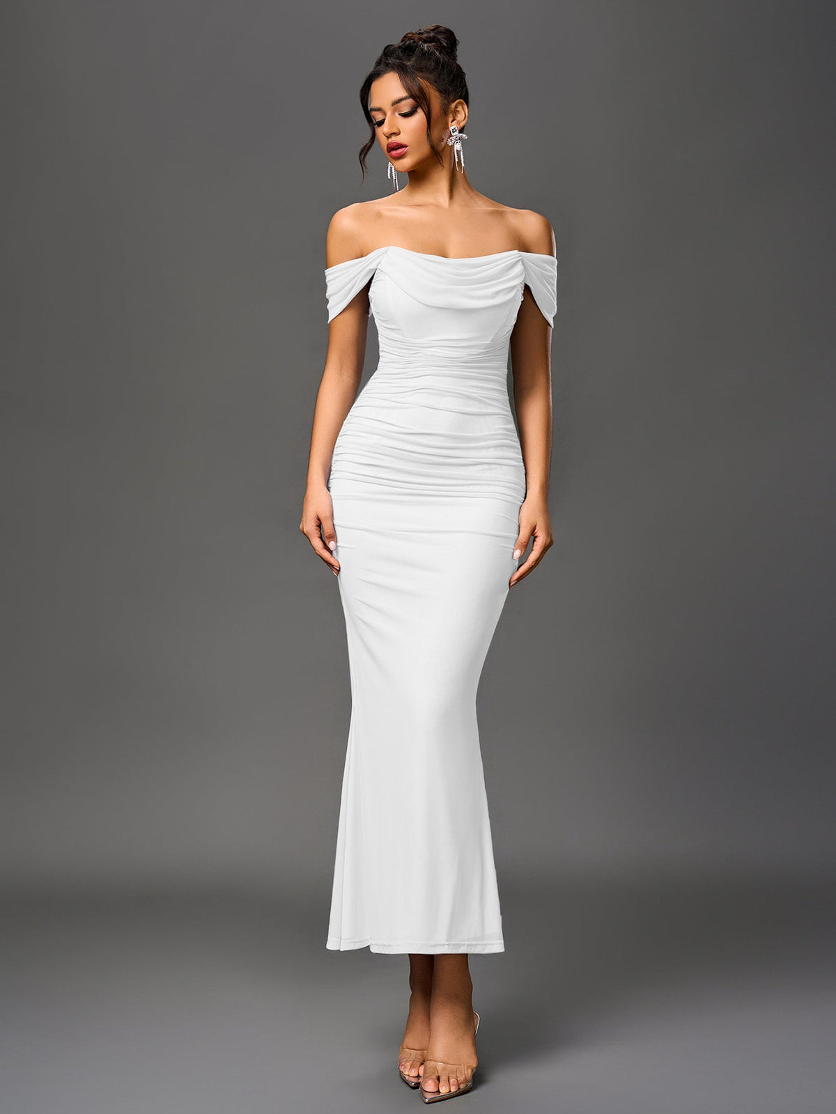 Alida Off Shoulder Maxi Dress - White