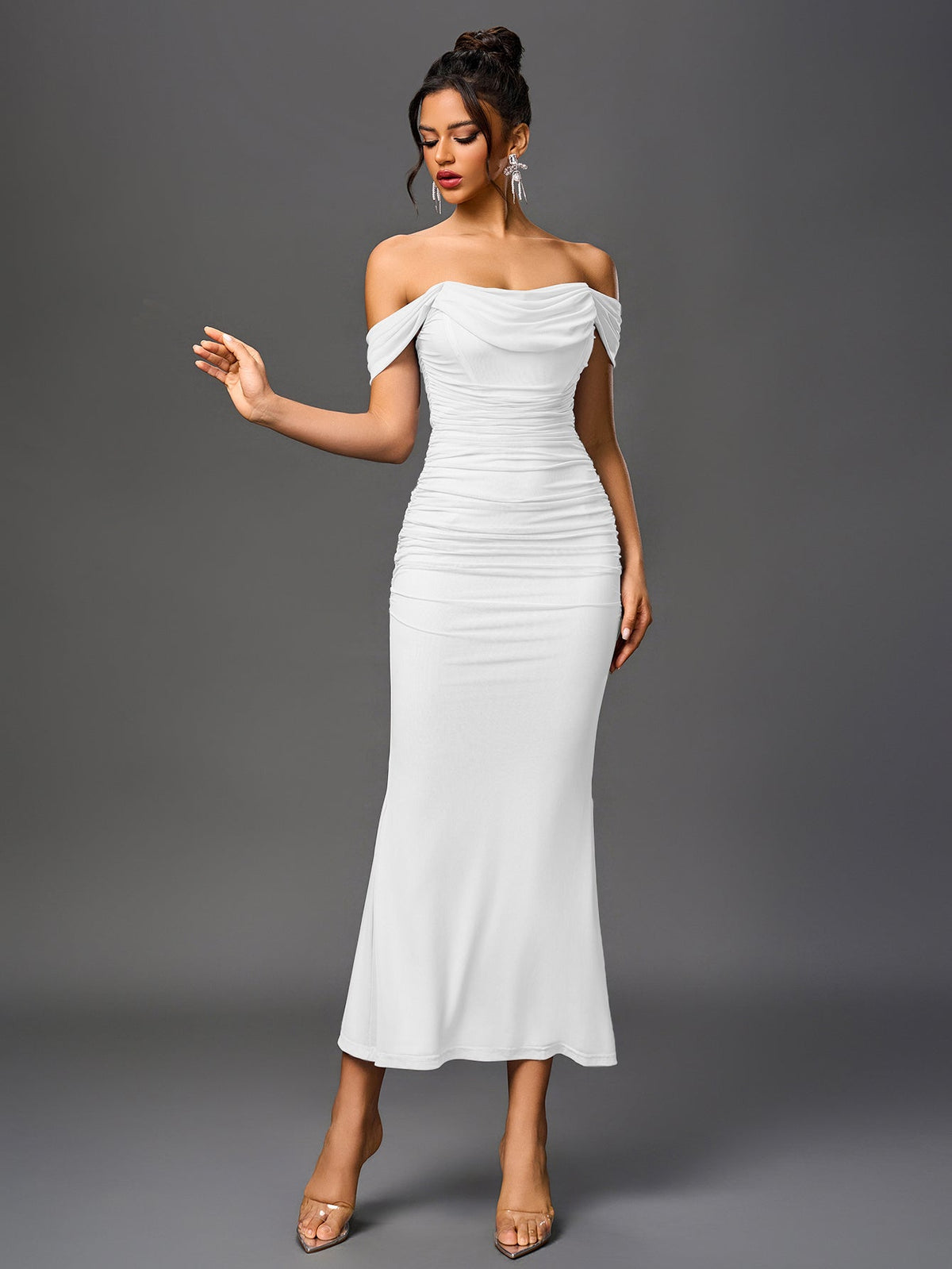 Alida Off Shoulder Maxi Dress - White