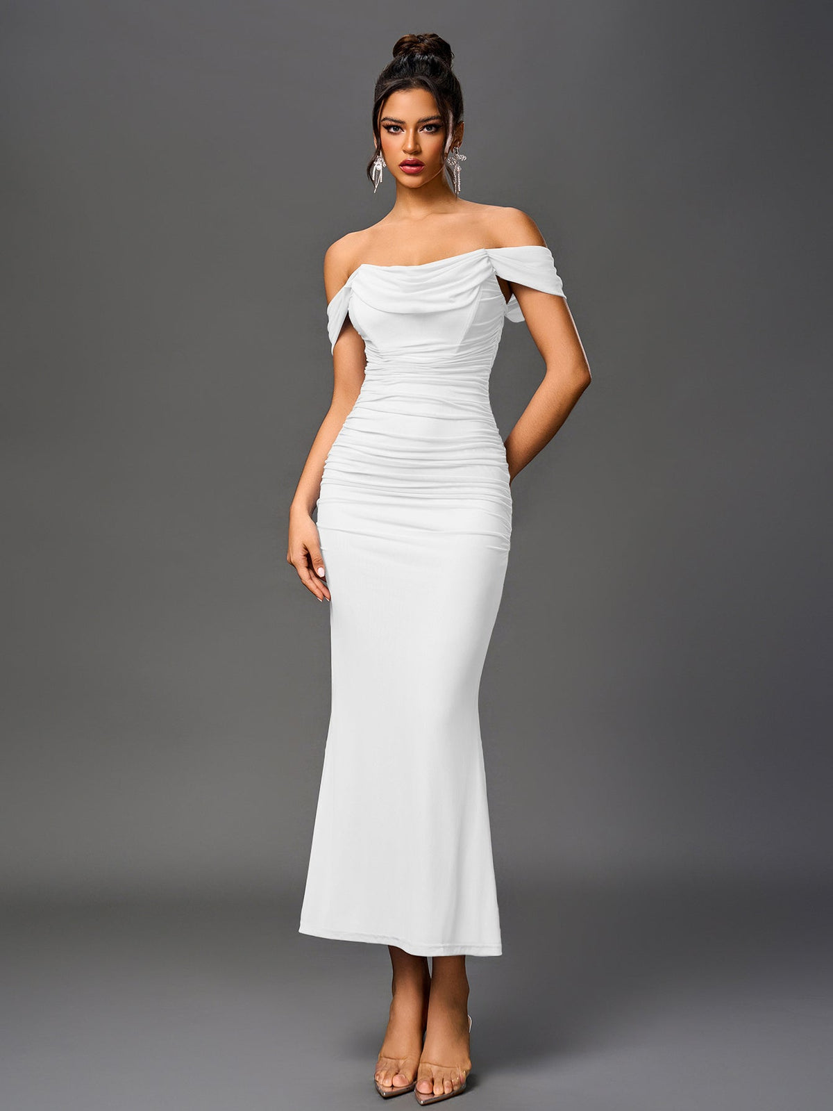 Alida Off Shoulder Maxi Dress - White