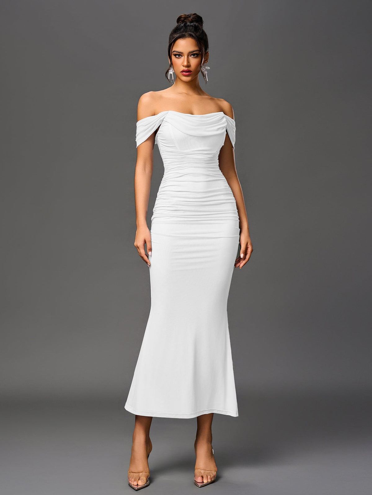 Alida Off Shoulder Maxi Dress - White