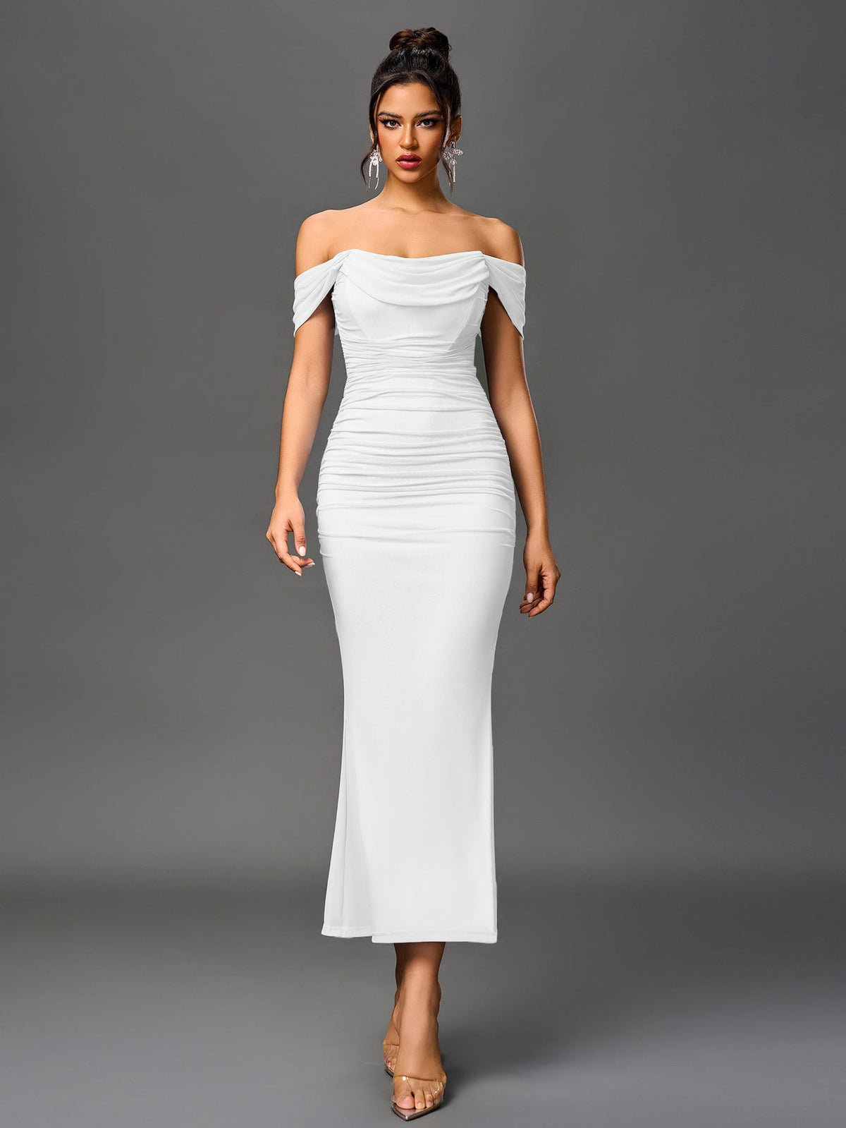 Alida Off Shoulder Maxi Dress - White