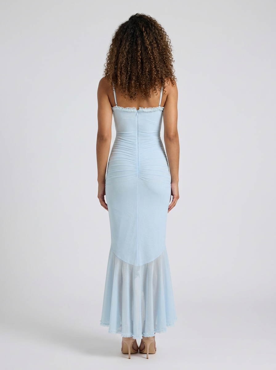 Aloisa Ruffle Maxi Dress - Baby Blue