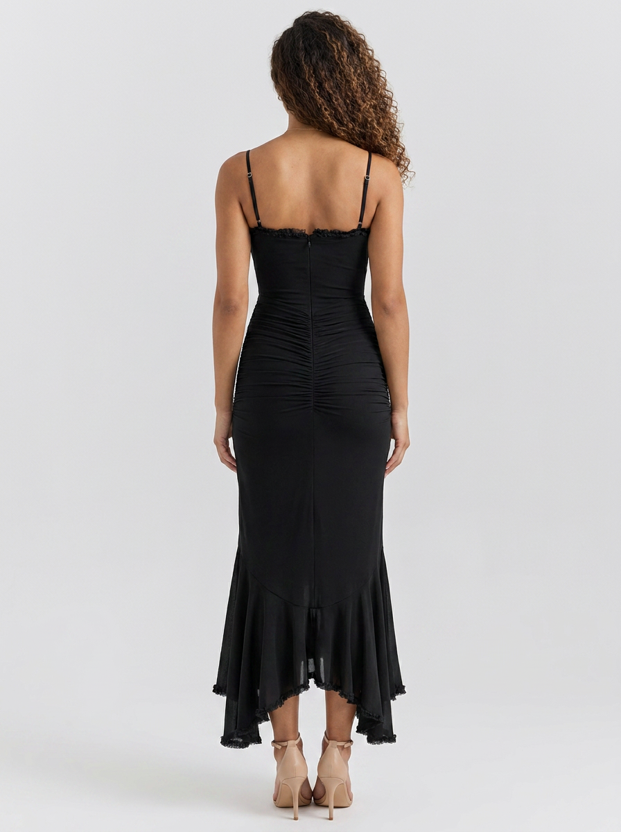 Aloisa Ruffle Maxi Dress - Black