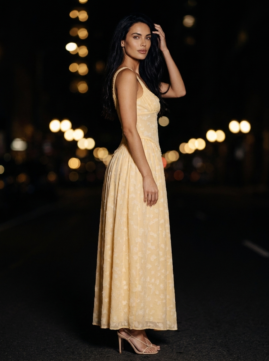 Althea Corset Maxi Dress - Butter Yellow