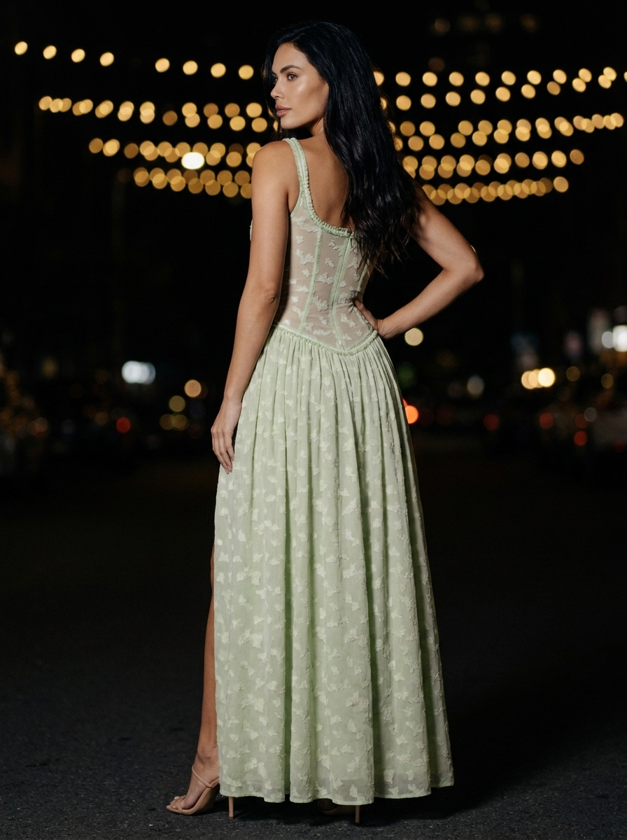 Althea Corset Maxi Dress - Sage Green
