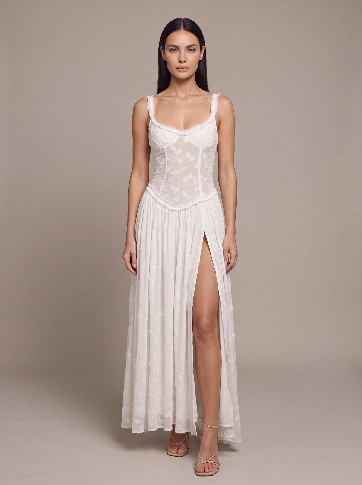 Althea Corset Maxi Dress - White
