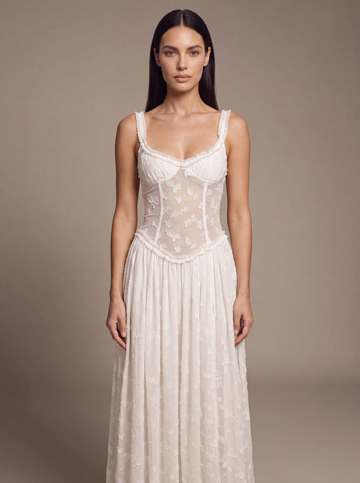 Althea Corset Maxi Dress - White