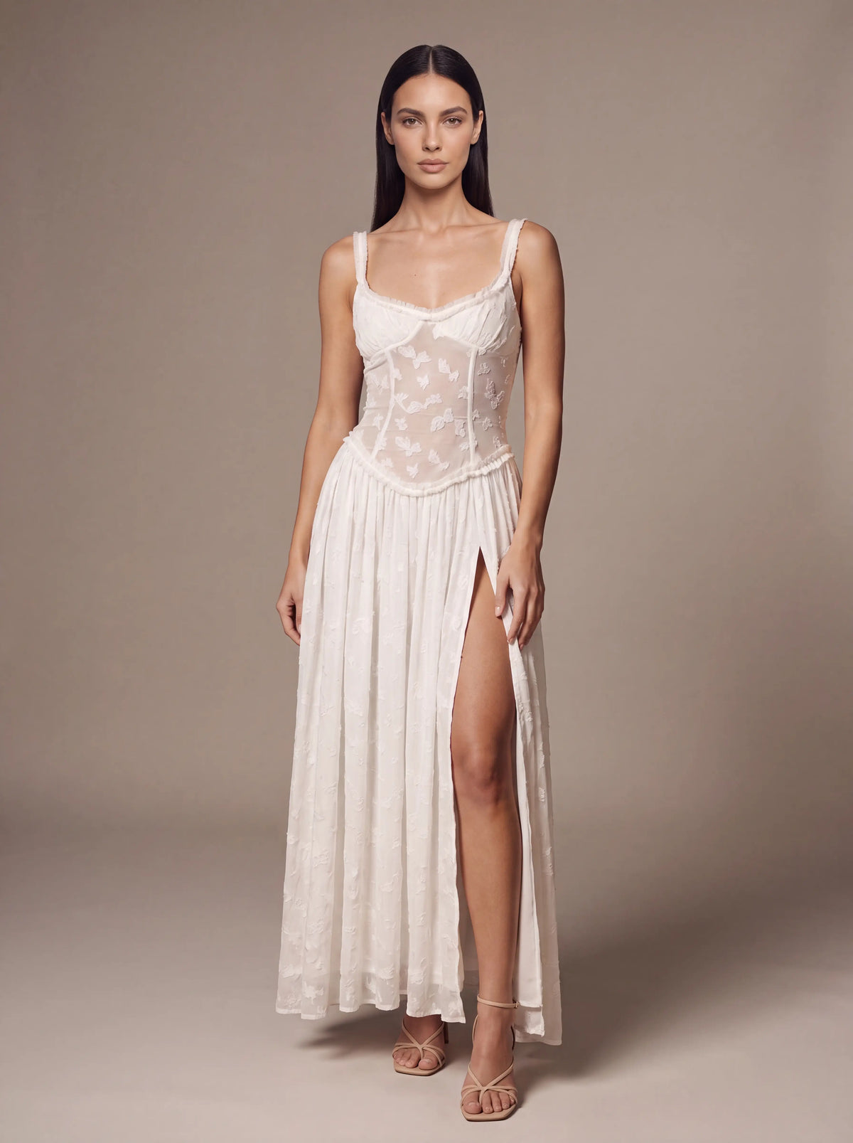 Althea Corset Maxi Dress - White