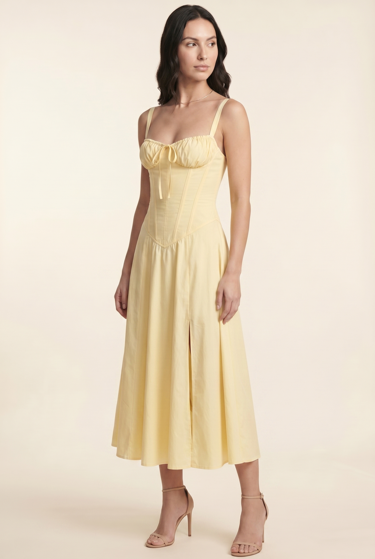 Amaia Corset Midi Dress - Butter Yellow