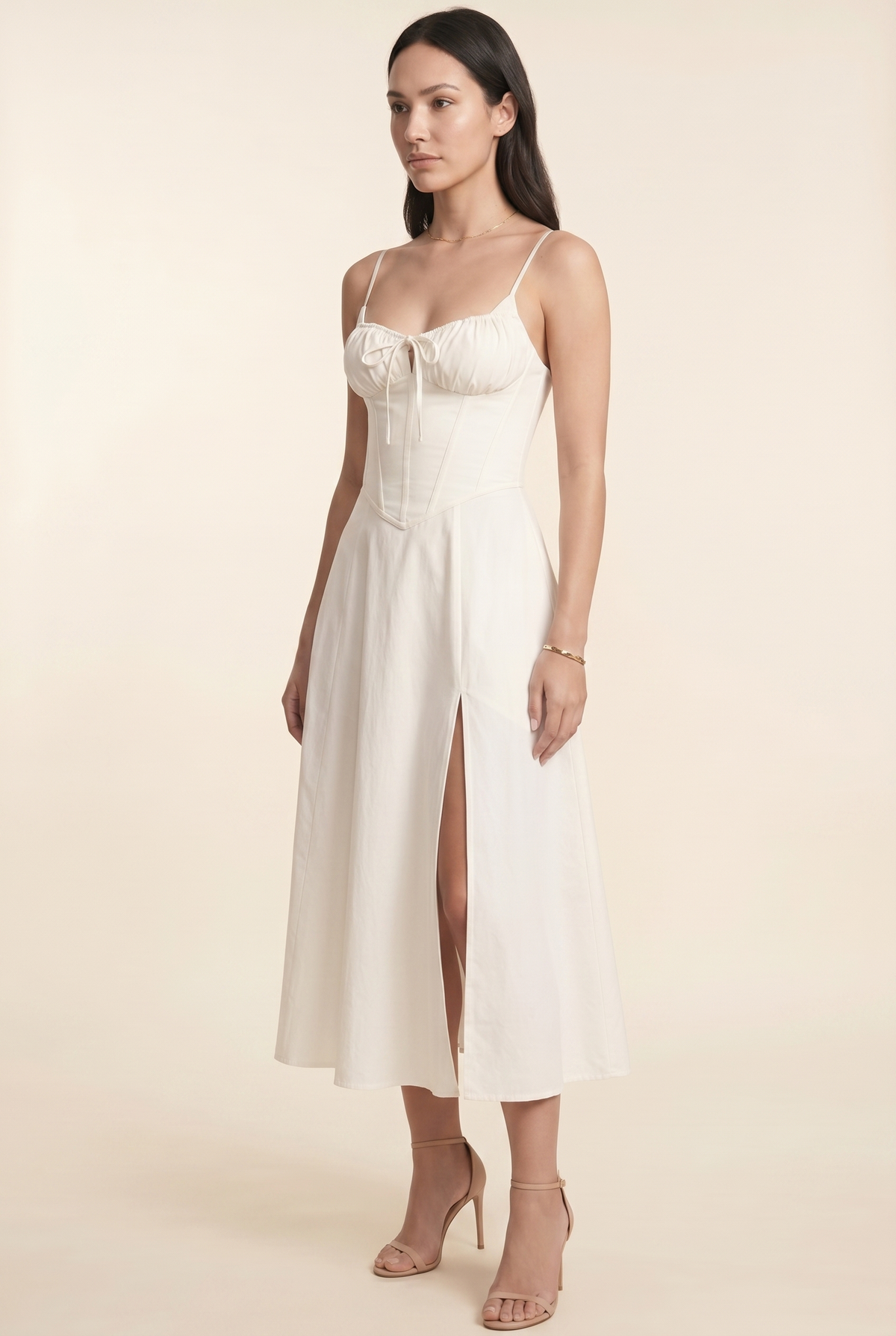 Amaia Corset Midi Dress - Ivory
