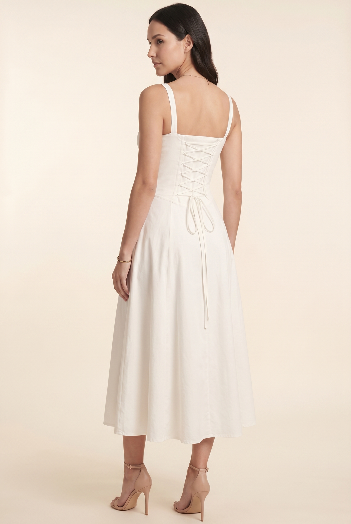 Amaia Corset Midi Dress - Ivory
