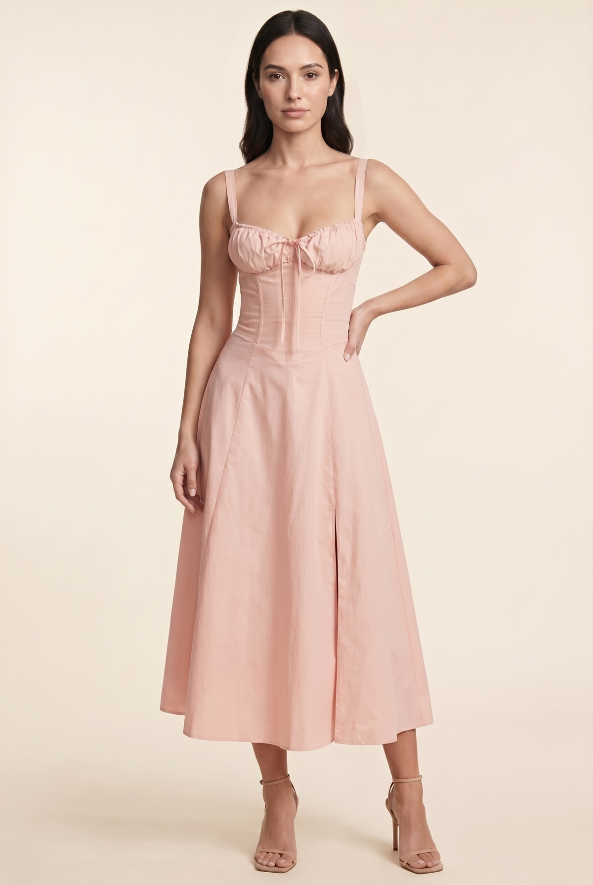 Amaia Corset Midi Dress - Light Pink