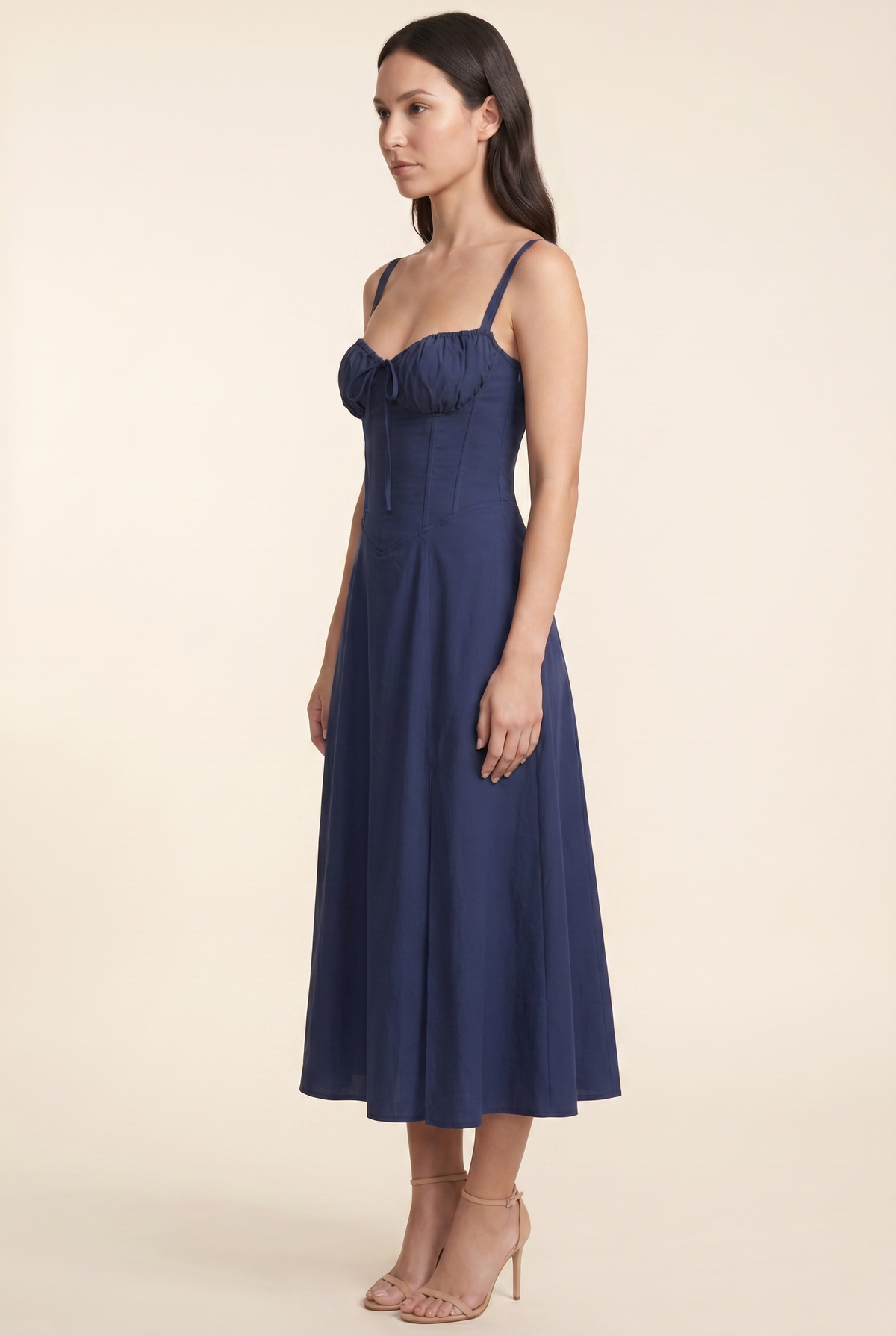 Amaia Corset Midi Dress - Navy