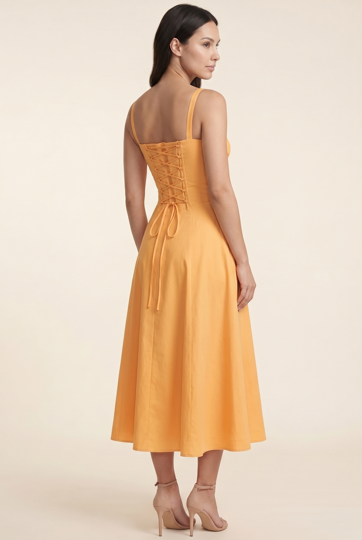 Amaia Corset Midi Dress - Orange