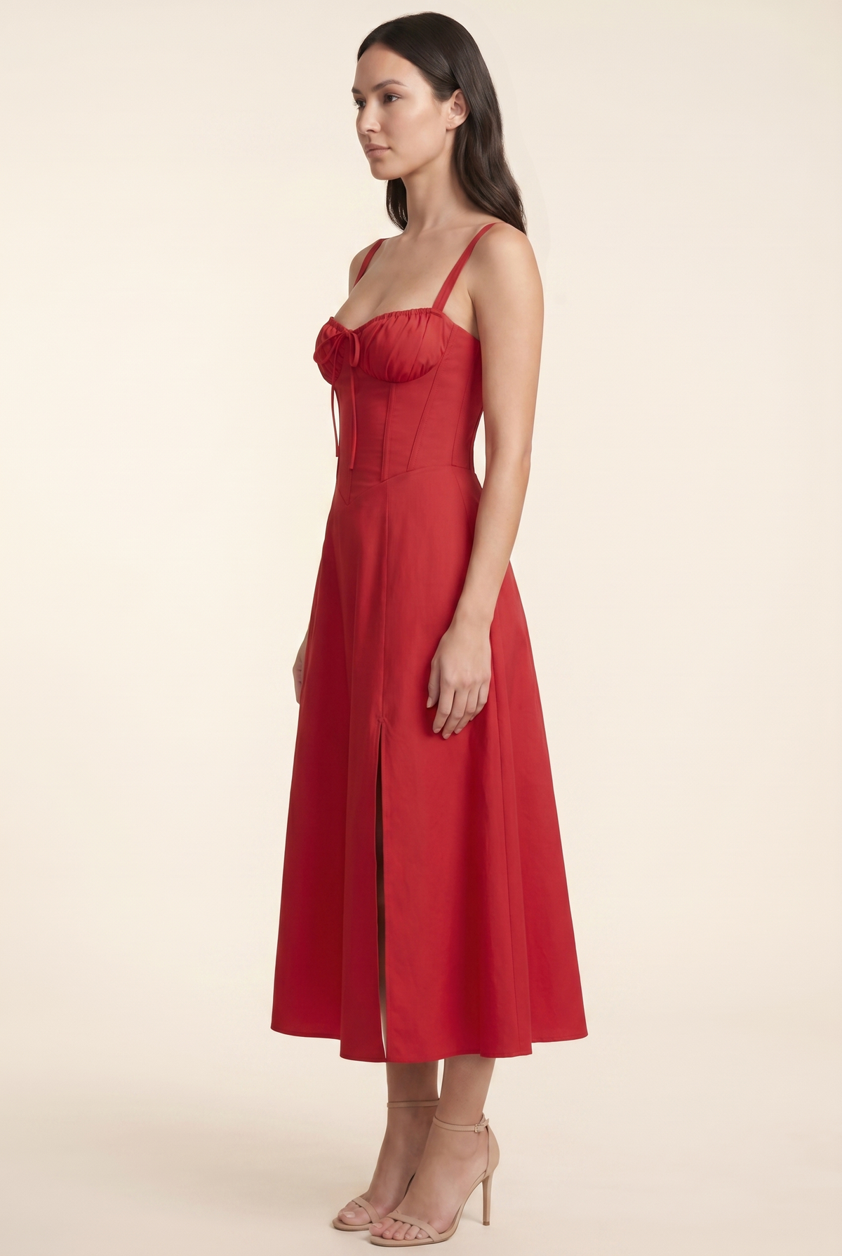 Amaia Corset Midi Dress - Red