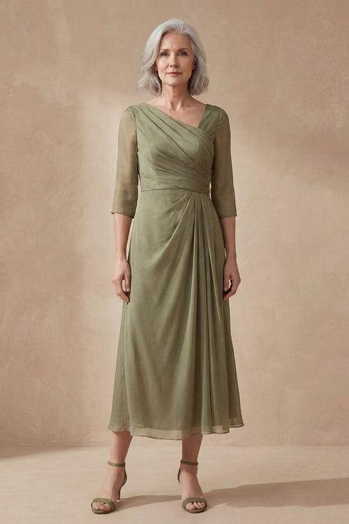 Amalie V Neck Midi Dress - Sage Green