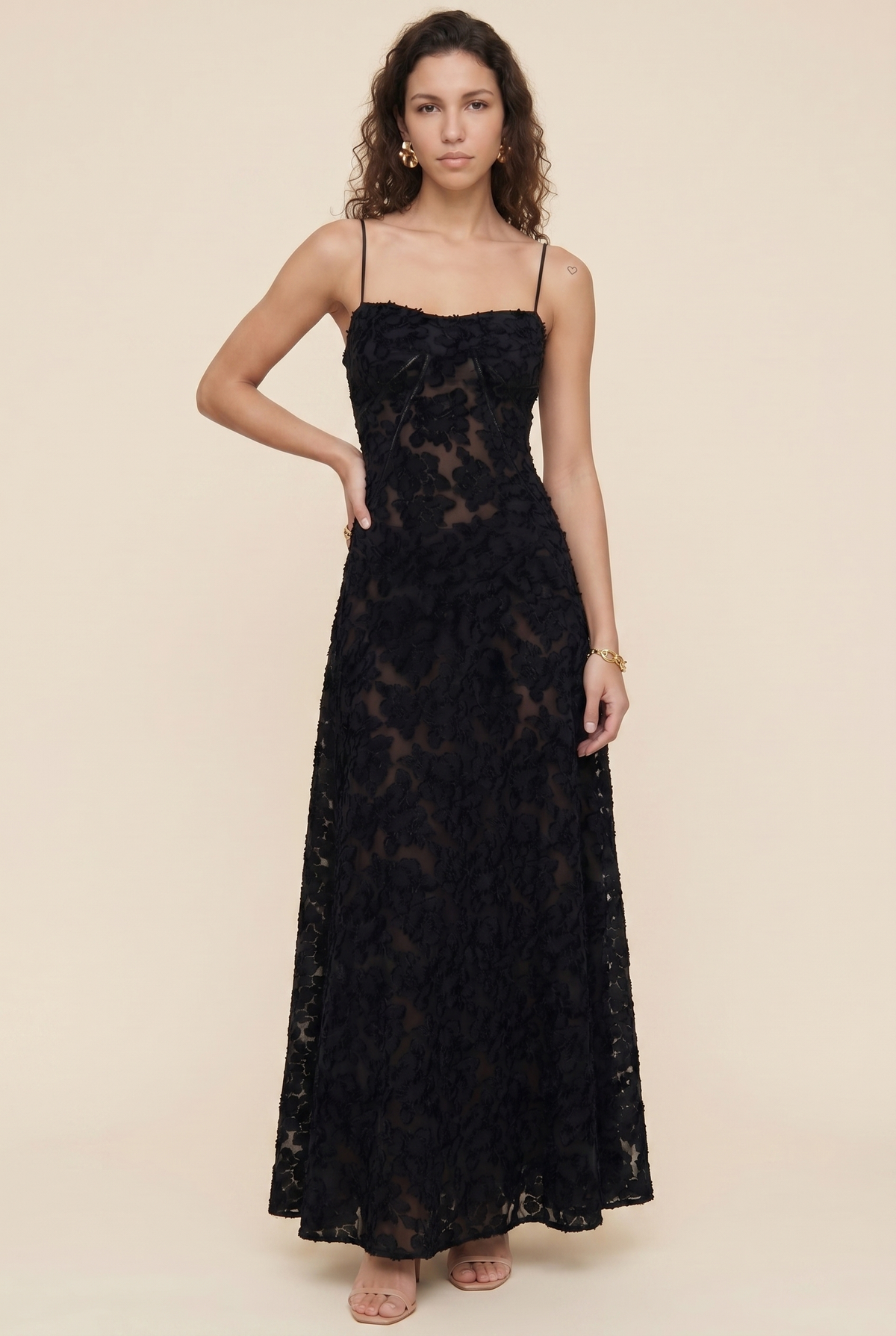 Aurore Lace Maxi Dress - Black
