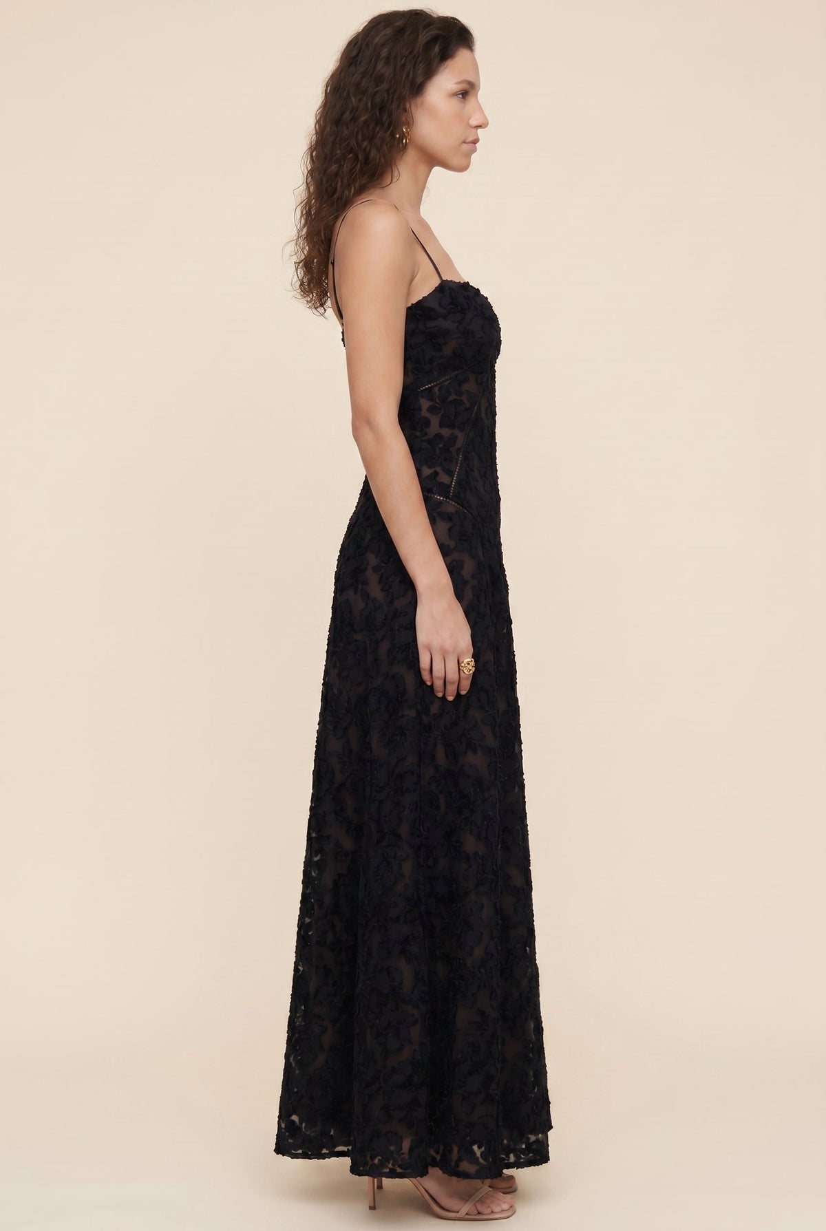 Aurore Lace Maxi Dress - Black