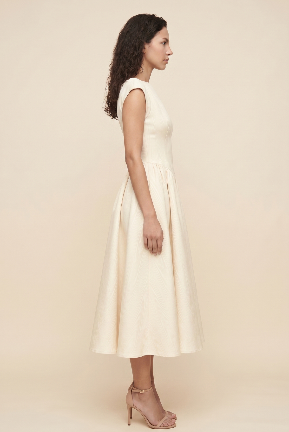 Bernadette Cap Sleeve Midi Dress - Ivory