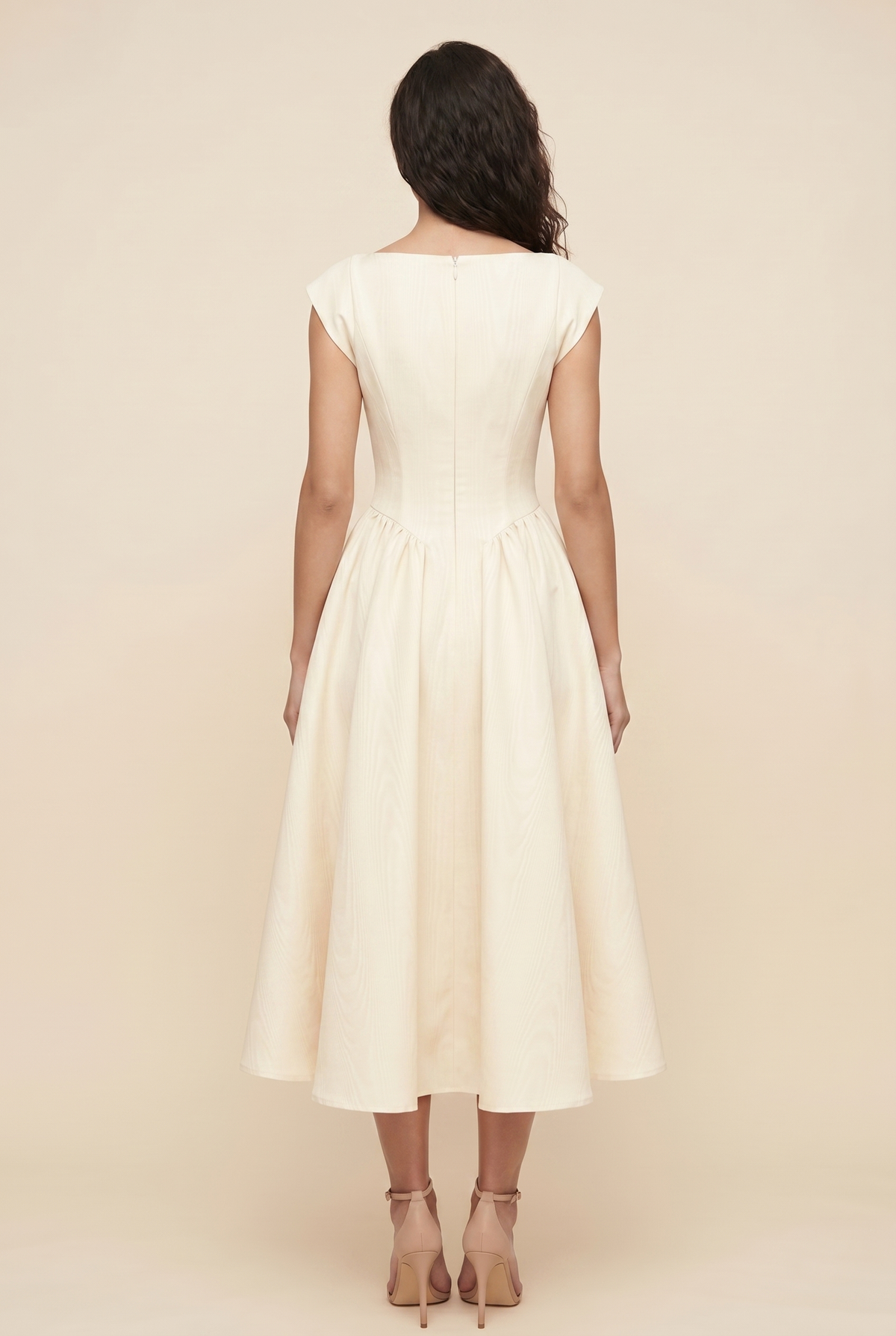 Bernadette Cap Sleeve Midi Dress - Ivory