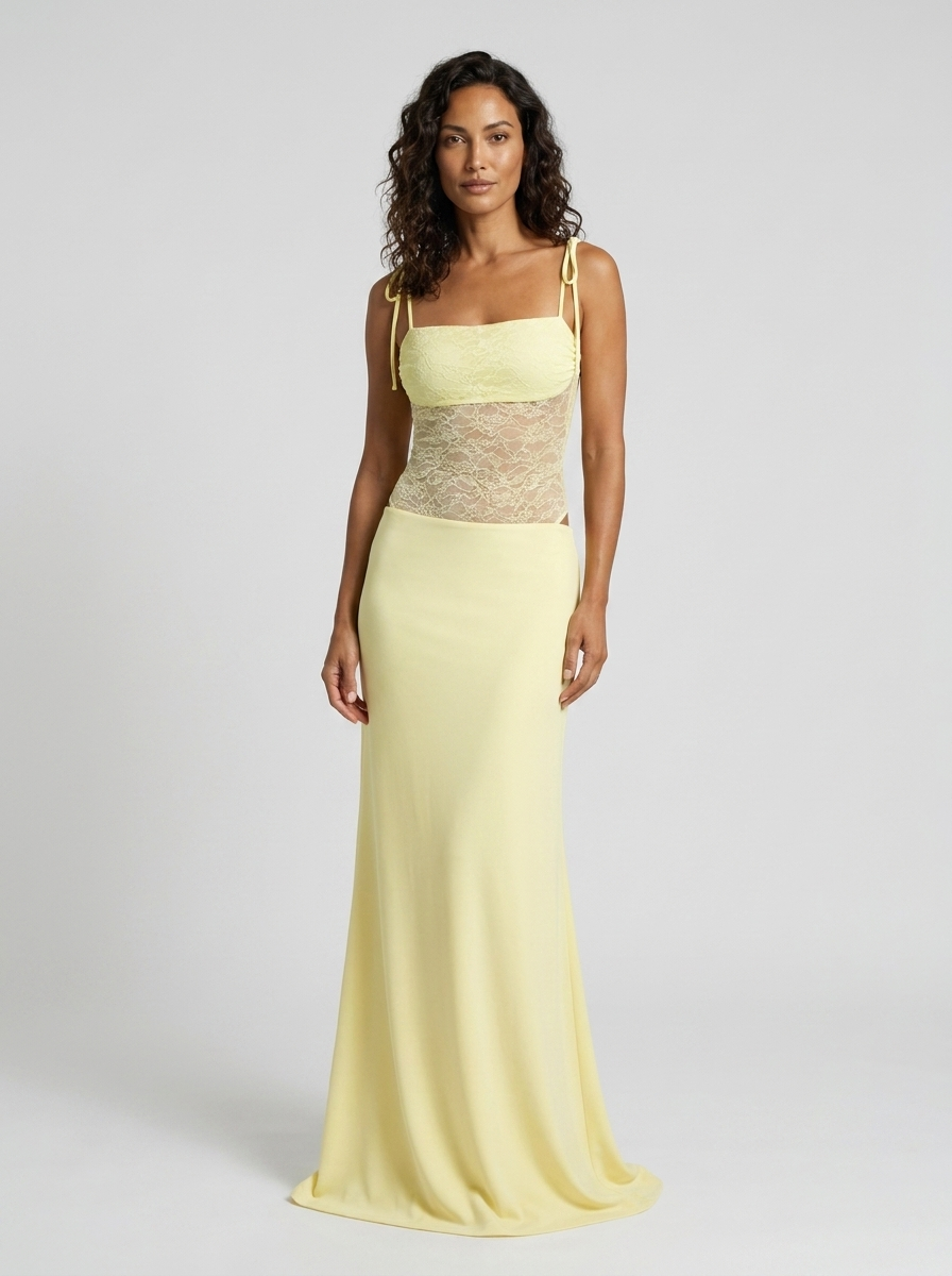 Brigitte Lace Maxi Dress - Butter Yellow
