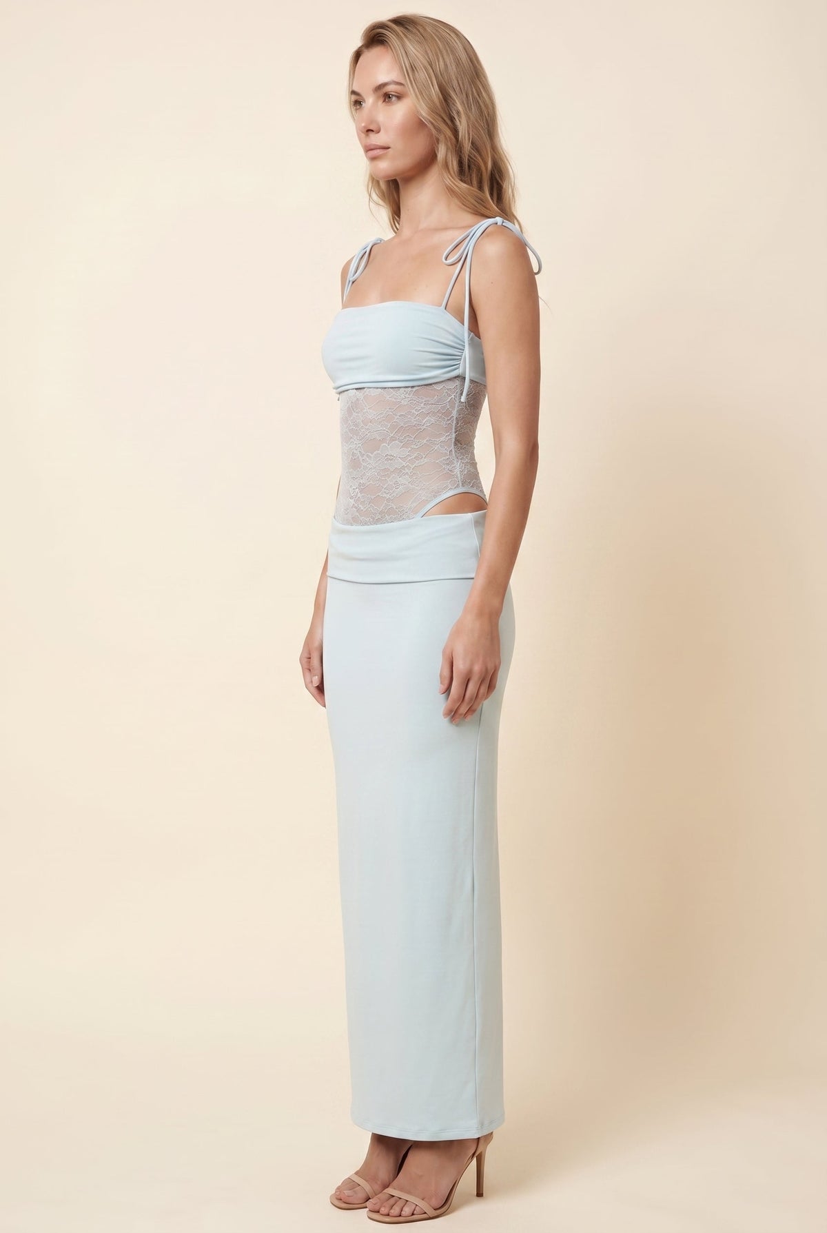 Cecile Lace Maxi Dress - Baby Blue