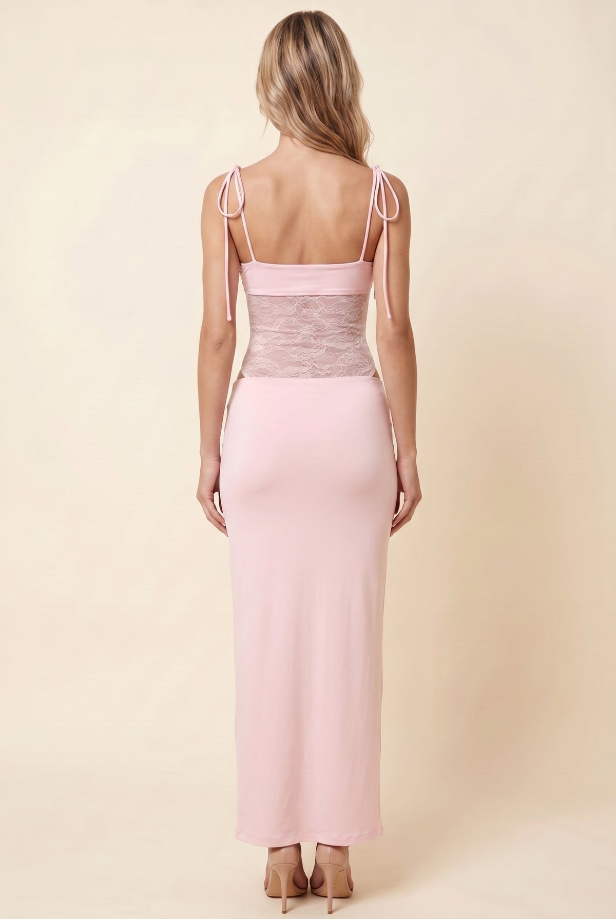Cecile Lace Maxi Dress - Baby Pink