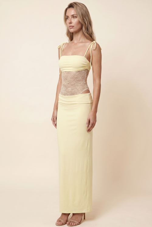 Cecile Lace Maxi Dress - Butter Yellow