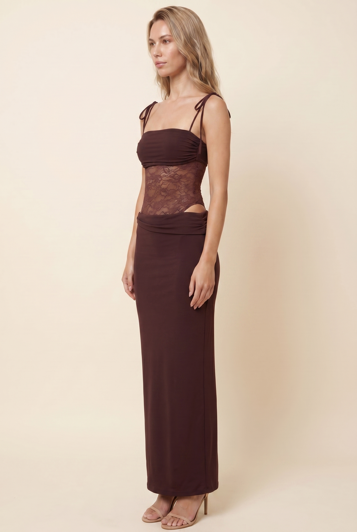 Cecile Lace Maxi Dress - Chocolate Brown