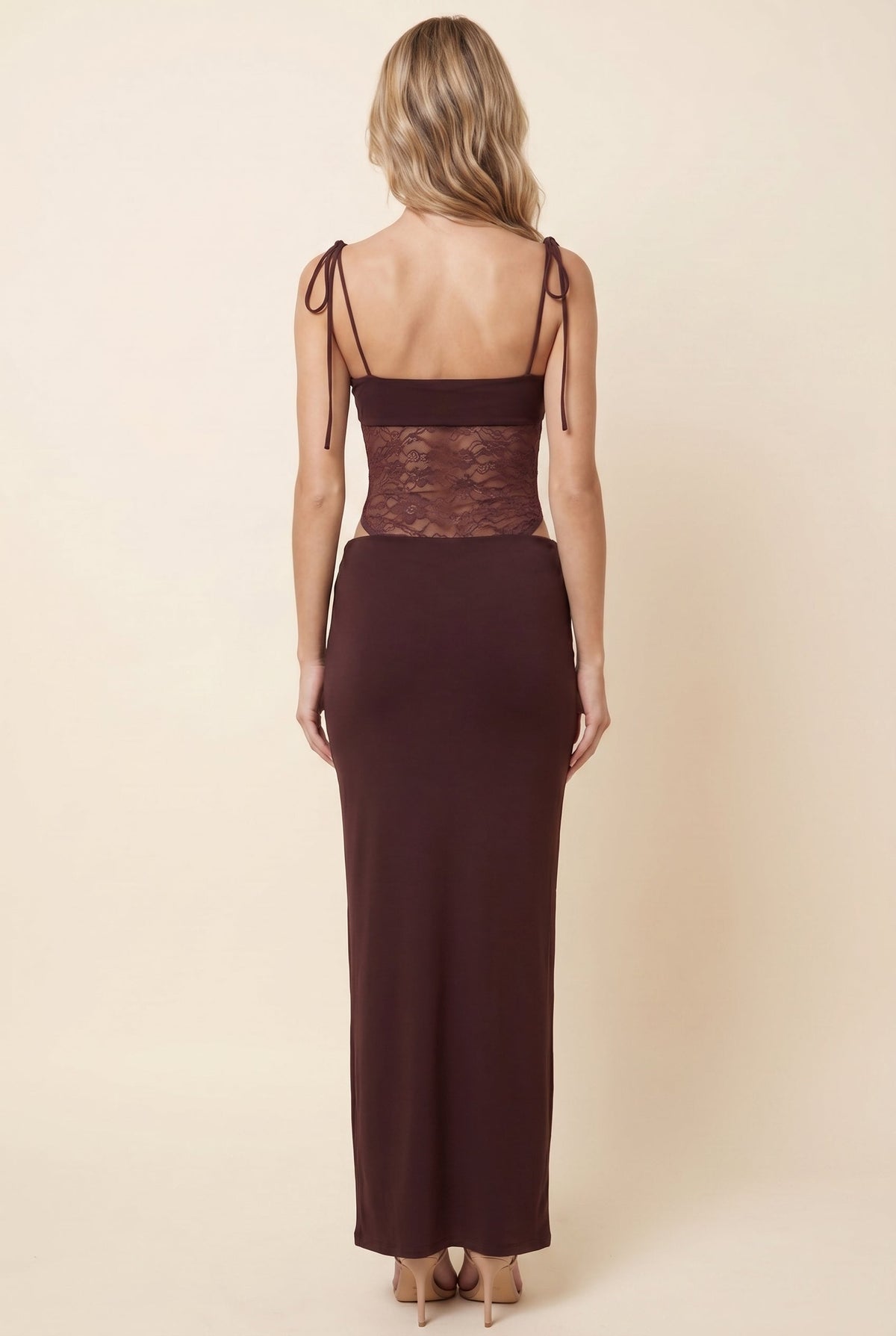 Cecile Lace Maxi Dress - Chocolate Brown