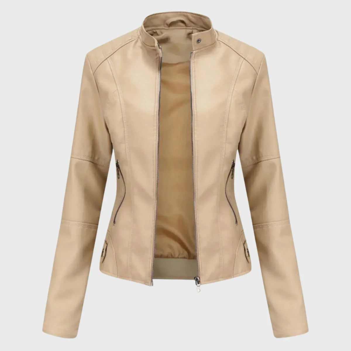 Charis Zip Front Jacket - Beige