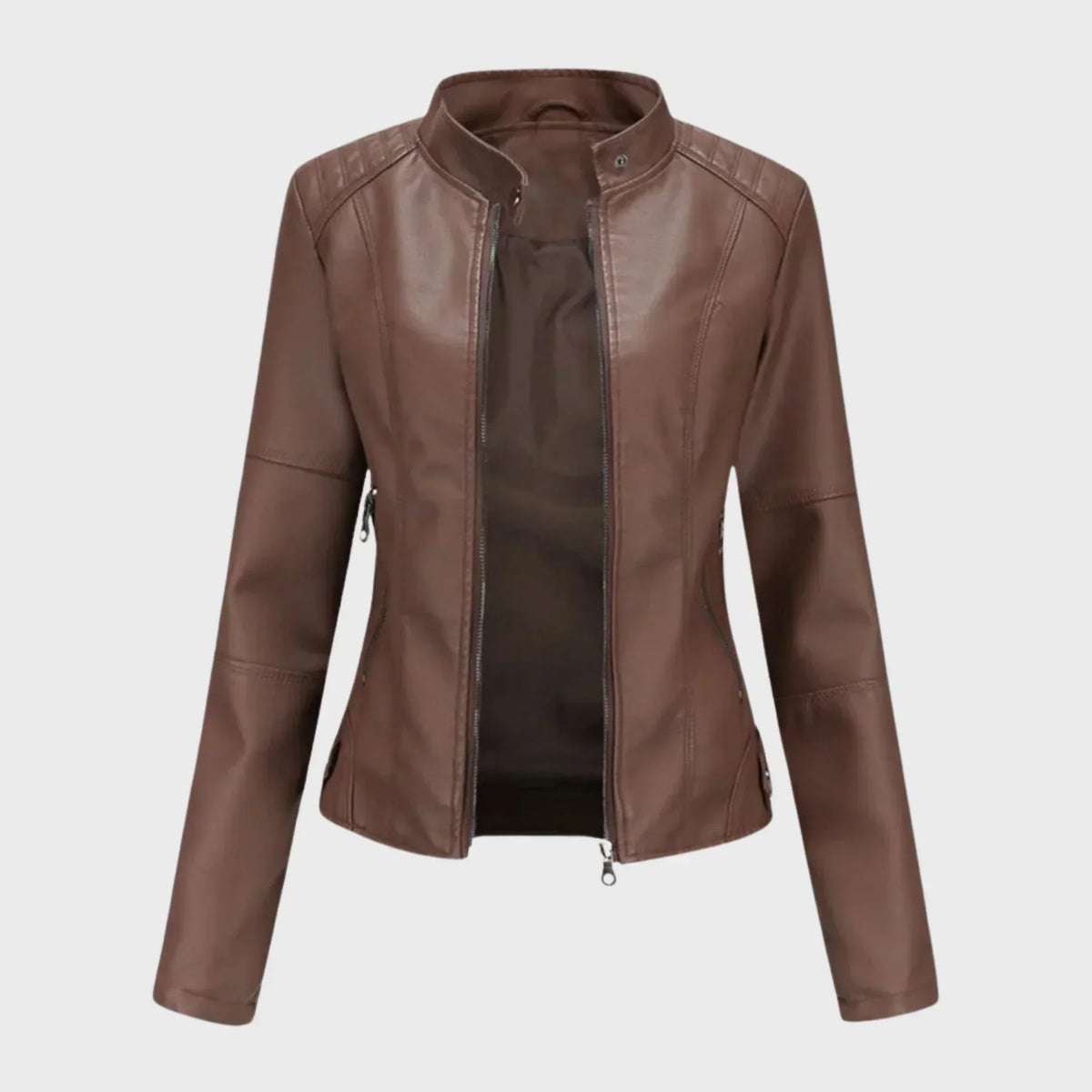 Charis Zip Front Jacket - Brown