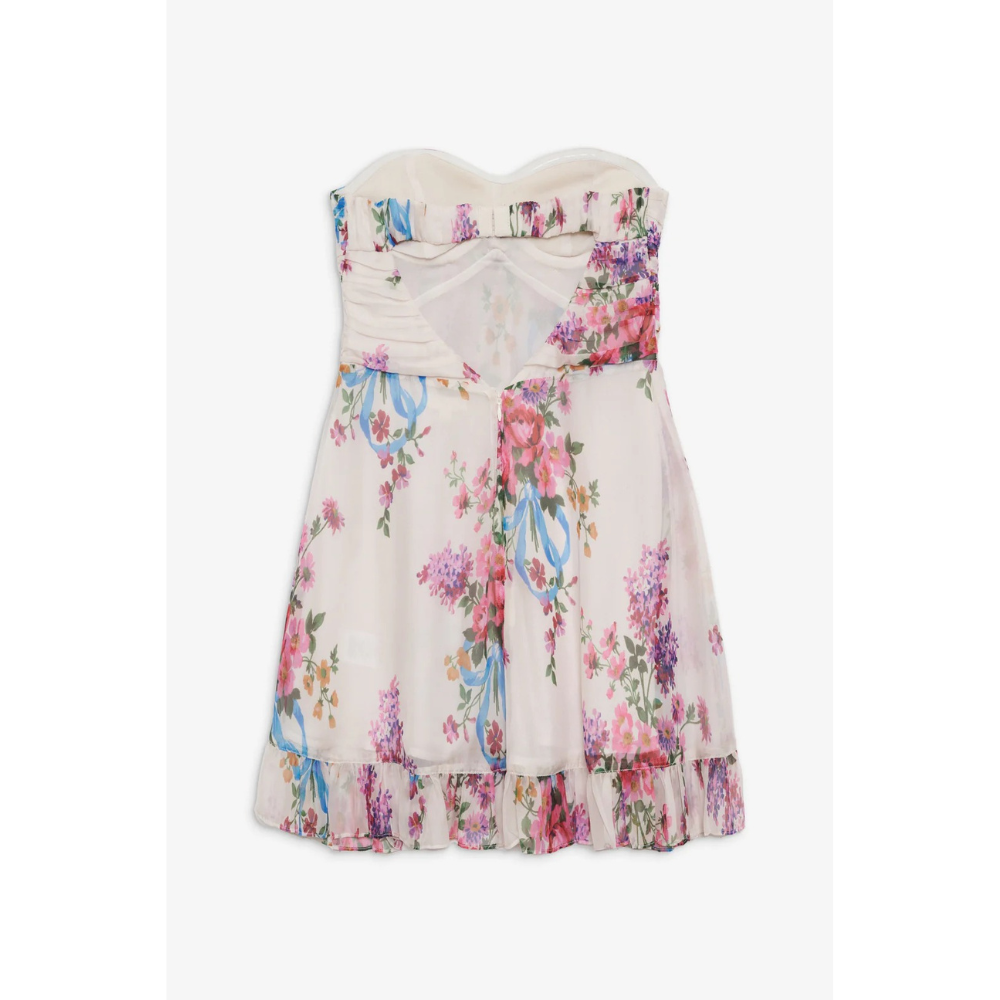 Chiara Bow Mini Dress - Ivory Floral
