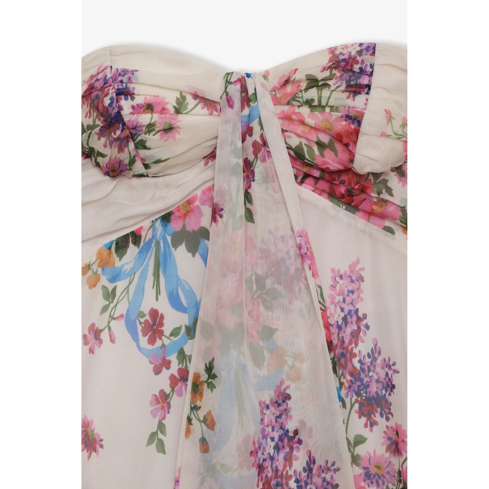 Chiara Bow Mini Dress - Ivory Floral