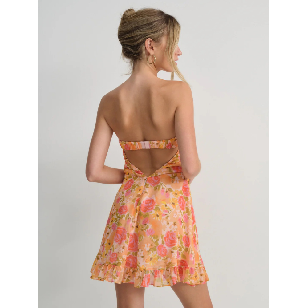 Chiara Bow Mini Dress - Sunset Floral
