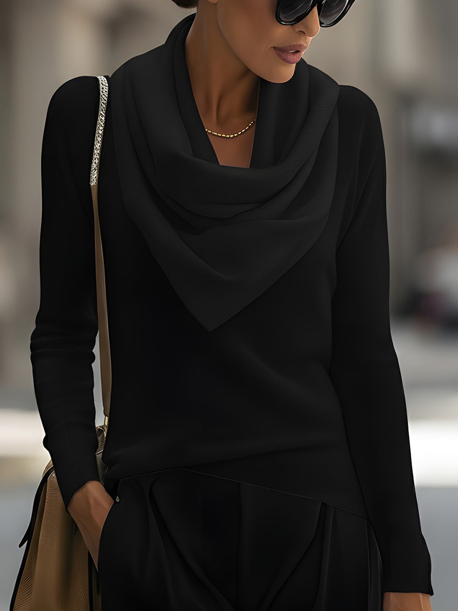 Clotilde Cowl Neck Sweater - Black