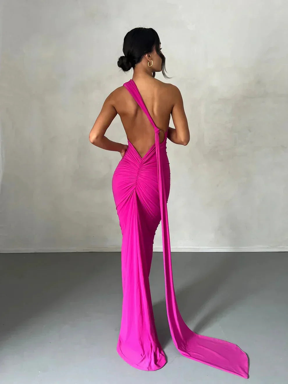 Consta One Shoulder Maxi Dress - Fuchsia