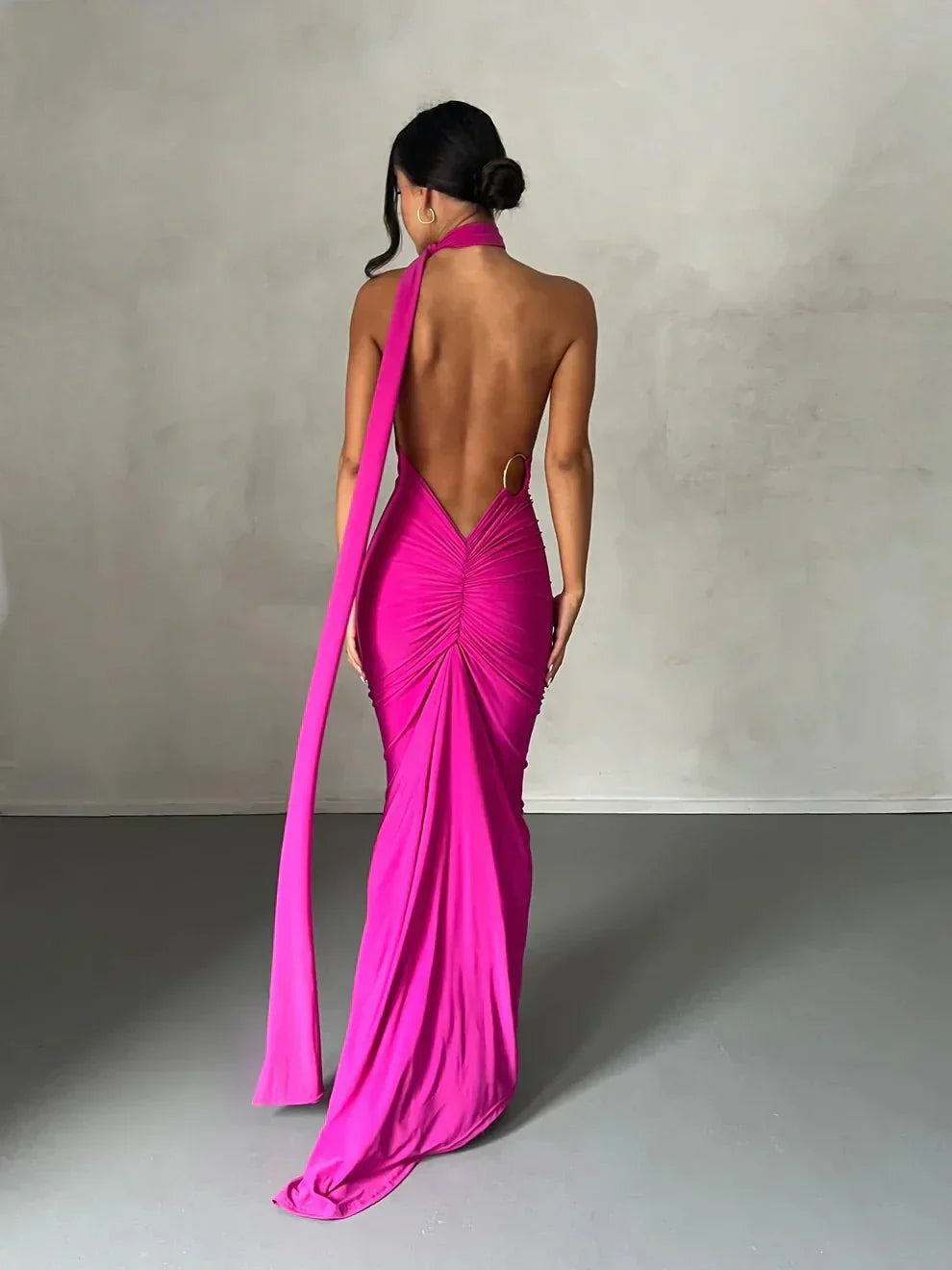 Consta One Shoulder Maxi Dress - Fuchsia