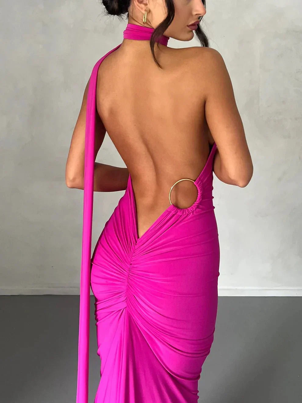 Consta One Shoulder Maxi Dress - Fuchsia